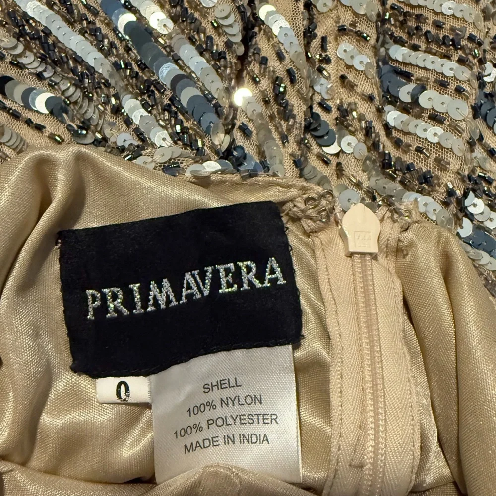 Primavera Gold Spaghetti strap Gown for Prom - Picture 6 of 6